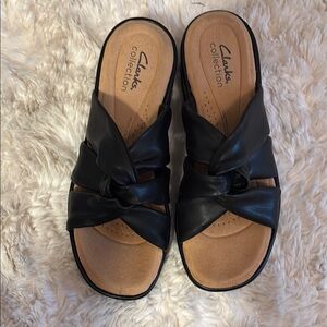 Clarks Women's Black Slide Sandals